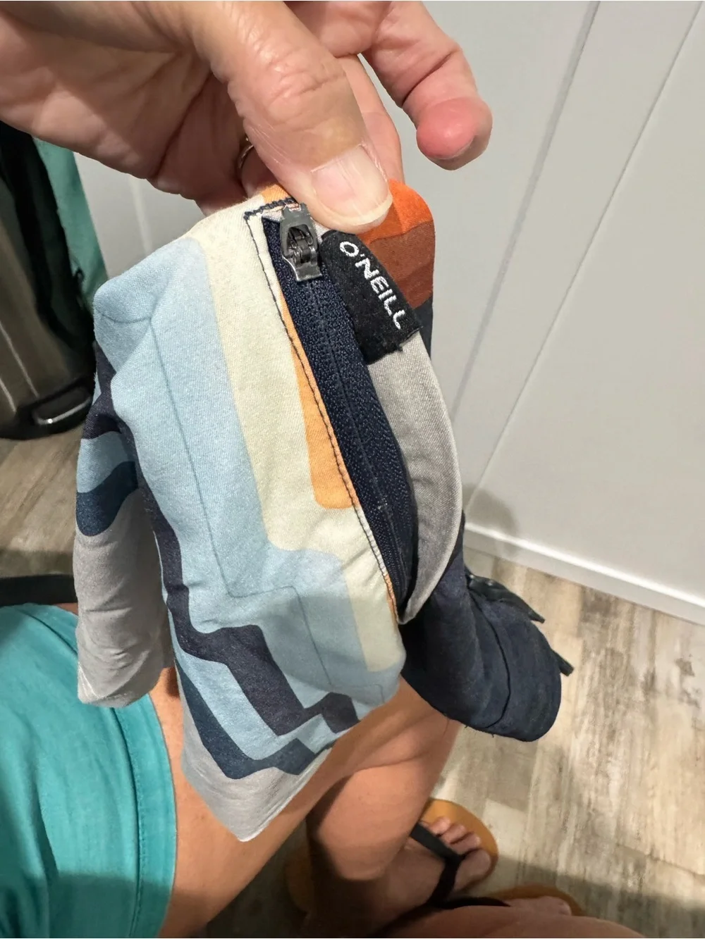 O'Neill Navy Orange Gray Wave Stripe Board Shorts
